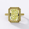 GIA Certified 4.12 Carat Fancy Yellow Radiant Cut Diamond Halo Engagement Ring