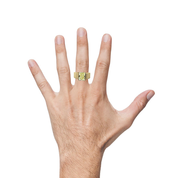GIA Certified 4.12 Carat Fancy Yellow Radiant Cut Diamond Solitaire Unisex Ring