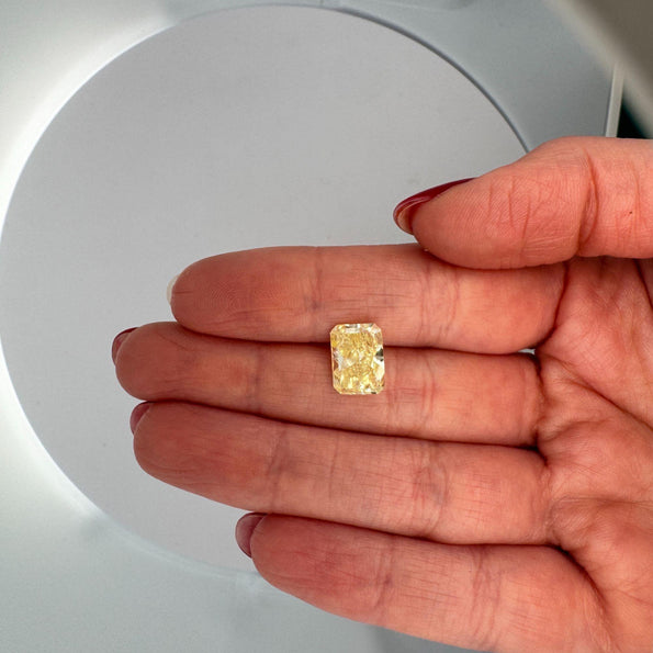 GIA Certified 4.12 Carat Fancy Yellow Radiant Cut Diamond Solitaire Unisex Ring
