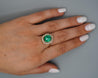 GIA Certified 4.3 Carat Colombian Emerald 18K Gold Button Sunburst Ring