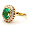 GIA Certified 4.3 Carat Colombian Emerald 18K Gold Button Sunburst Ring