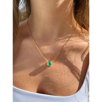 GIA Certified 4.38 Carat Colombian Emerald in 18K Gold Floating Connecting Necklace – Assay Jewelers