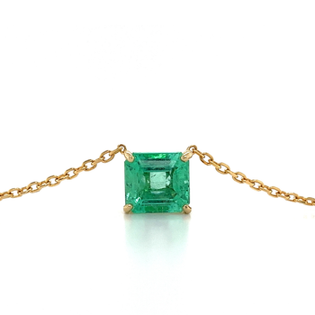 Collier flottant en or 18K avec émeraude colombienne de 4,38 carats – Assay Jewelers