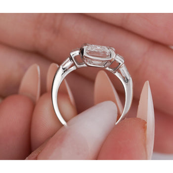 VintageプラチナRingにセットしたGIA認定4.51カラットのエメラルドカット・ラボグロウンダイヤモンド – Assay Jewelers