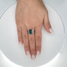 GIA Certified 4.58 Carat Emerald Cut Indicolite Tourmaline Diamond Platinum Ring