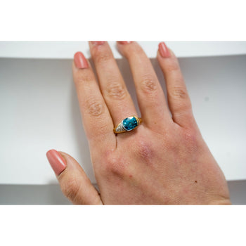 GIA Certified 5.25 Carat Oval Cut Blue Zircon & Diamond Bypass Ring Signed Richard Krementz – Assay Jewelers
