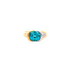 GIA Certified 5.25 Carat Oval Cut Blue Zircon & Diamond Bypass Ring Signed Richard Krementz