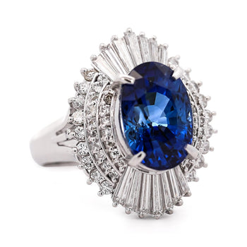 GIA Certified 6.03 Carat Oval Ceylon Sri Lanka Sapphire & Diamond Platinum Ring – Assay Jewelers