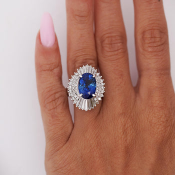 GIA Certified 6.03 Carat Oval Ceylon Sri Lanka Sapphire & Diamond Platinum Ring – Assay Jewelers