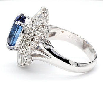 GIA Certified 6.03 Carat Oval Ceylon Sri Lanka Sapphire & Diamond Platinum Ring – Assay Jewelers