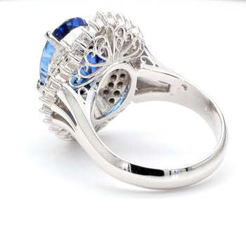 GIA Certified 6.03 Carat Oval Ceylon Sri Lanka Sapphire & Diamond Platinum Ring – Assay Jewelers