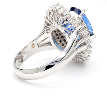 GIA Certified 6.03 Carat Oval Ceylon Sri Lanka Sapphire & Diamond Platinum Ring – Assay Jewelers