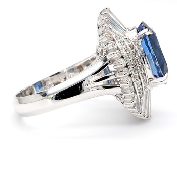 GIA Certified 6.03 Carat Oval Ceylon Sri Lanka Sapphire & Diamond Platinum Ring – Assay Jewelers