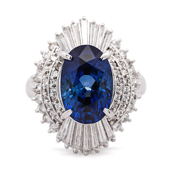 GIA Certified 6.03 Carat Oval Ceylon Sri Lanka Sapphire & Diamond Platinum Ring – Assay Jewelers