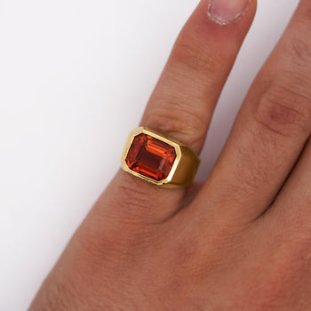 GIA Certified 7 Carat Citrine 18K Gold Solitaire Bezel Set Mens Ring – Assay Jewelers