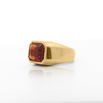 GIA Certified 7 Carat Citrine 18K Gold Solitaire Bezel Set Mens Ring – Assay Jewelers