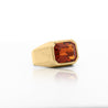 GIA Certified 7 Carat Emerald Cut Citrine 18K Gold Solitaire Bezel Set Mens Ring