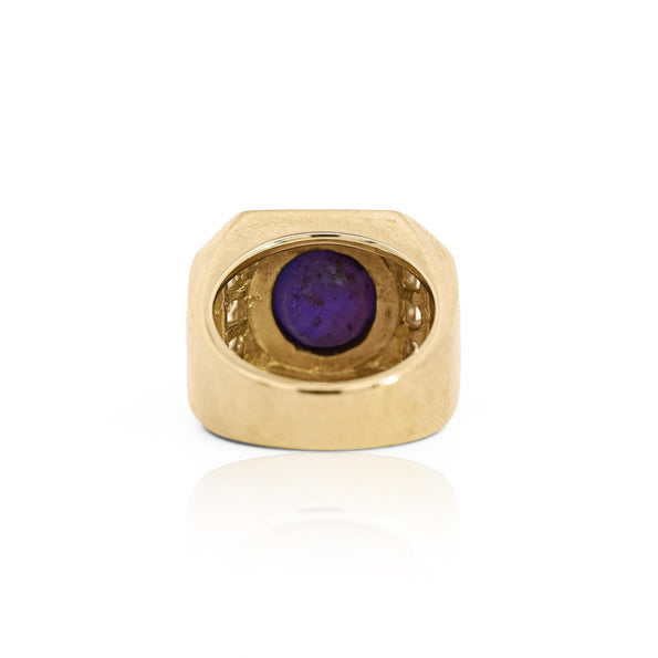 GIA Certified 7.6 Carat Color Change Star Sapphire & Diamond 14K Gold Men's Ring