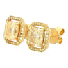 GIA Certified Natural 3 Carat TW Fancy Yellow Diamond Radiant Cut Stud Earrings in 18K Gold