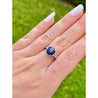 GIA Certified No Heat Blue Sapphire & Trillion Cut Diamond 3-Stone Engagement Ring