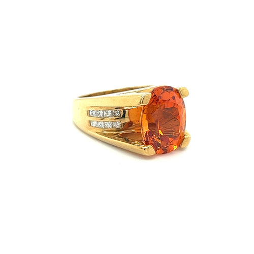 GIA Certified Oval Cut 13.5 Carat Mandarine Orange Spessartine Garnet Ring