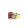 GIA Certified Oval Cut 7 Carat Purplish Red Tourmaline Ring with Diamond Sides in 18K Gold