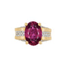 GIA Certified Oval Cut 7 Carat Purplish Red Tourmaline Ring with Diamond Sides in 18K Gold