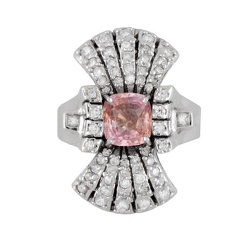 GIA Certified Pink Sapphire and Diamond Vintage 18K Gold Vertical Ring – Assay Jewelers