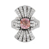 GIA Certified Pink Sapphire and Diamond Vintage 18K Gold Vertical Ring