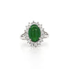 GIA Certified Type A Fei Cui Jadeite Jade Diamond Halo Platinum Split Shank Ring