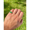 GIA certified Oval Jade with Diamond Sidestones in Platinum Ring