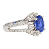 GRS Cert. 2.5 Carat Oval No Heat Blue Sapphire & Diamond Split Shank Ring