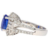 GRS Cert. 2.5 Carat Oval No Heat Blue Sapphire & Diamond Split Shank Ring