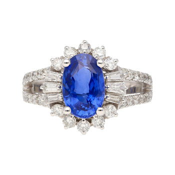 GRS Cert. 2.5 Carat Oval No Heat Blue Sapphire & Diamond Split Shank Ring – Assay Jewelers