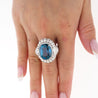 GRS Certified 18.16 Carat No Heat Mogok Burma Oval Cut Blue Sapphire and Diamond Ring