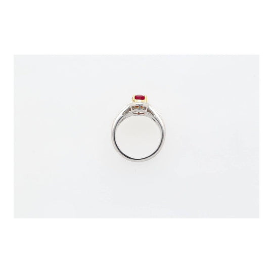 GRS Certified 1.37 Carat Burma Pigeon Blood Ruby & Diamond Ring in 18K Gold