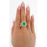 GRS Certified 2.66 Carat Minor Oil Colombian Emerald and Diamond Pave Ring