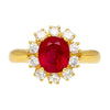 GRS Certified 2.99 Oval Cut Burma Ruby & Diamond Halo Ring