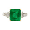 GRS Certified 3.16 Carat Vivid Green Minor Oil Colombia Emerald and Diamond 18K Ring | GRS Appendix.