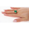 GRS Certified 4.90 Carat Insignificant Oil Colombian Emerald & Trapezoid Cut Diamond 3-Stone Ring