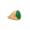 Grade A Jadeit-Jade in 22K geschnitztem Gold-Solitaire-Fassung Unisex-Ring