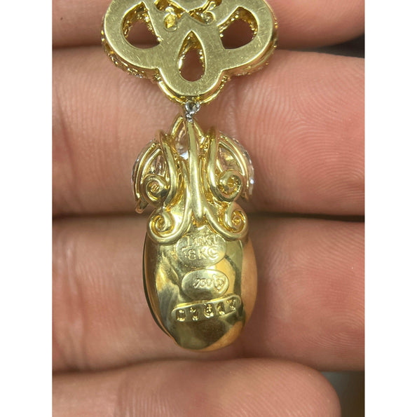 Collier Henry Dunay à maillons fantaisie en or 18K avec émeraude zambienne taille cabochon goutte d’huile