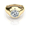 IGI Cert 3.85 Carat Lab Grown Diamond Bezel Set 14K Yellow Gold Statement Ring