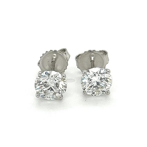 IGI Certified 2.1 Carat Total Round Cut Lab Grown CVD Diamond Stud Earring