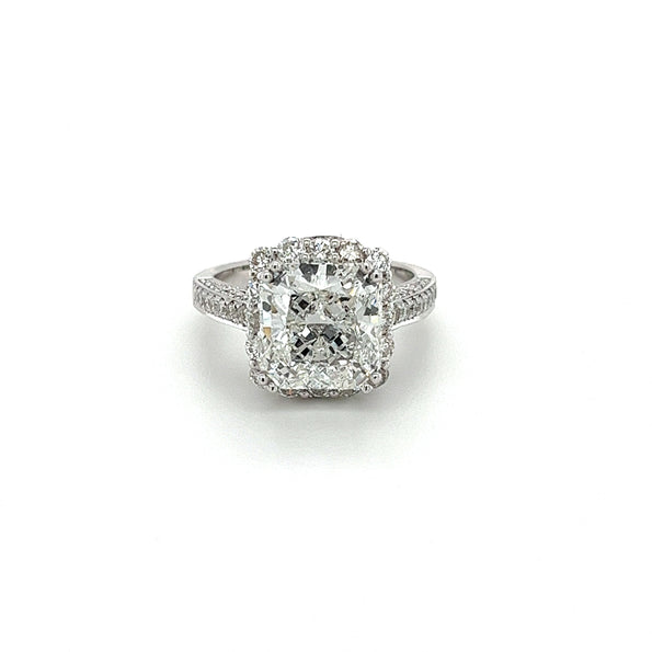 Bague diamant halo semi-pavé taille radiant 5 carats F/VS1, certifiée IGI, en diamant de laboratoire