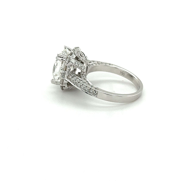 Bague diamant halo semi-pavé taille radiant 5 carats F/VS1, certifiée IGI, diamant de laboratoire