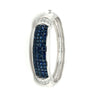 Invisible Set 19 Carat Square Cut Blue Sapphire and Diamond Bangle in 14K White Gold