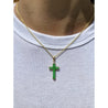 Jade Cross Pendant in 18k Solid Gold