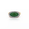 Jadeite Jade Bezel Set & Diamond Pavé in 14K Gold Nugget Ring