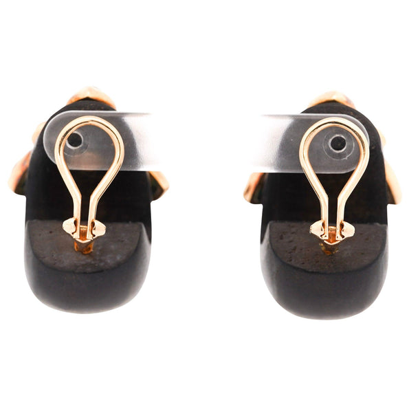 L'OREE DU BOIS Ebony Wood Coral Amethyst 18K Gold Designer Clip On Earrings